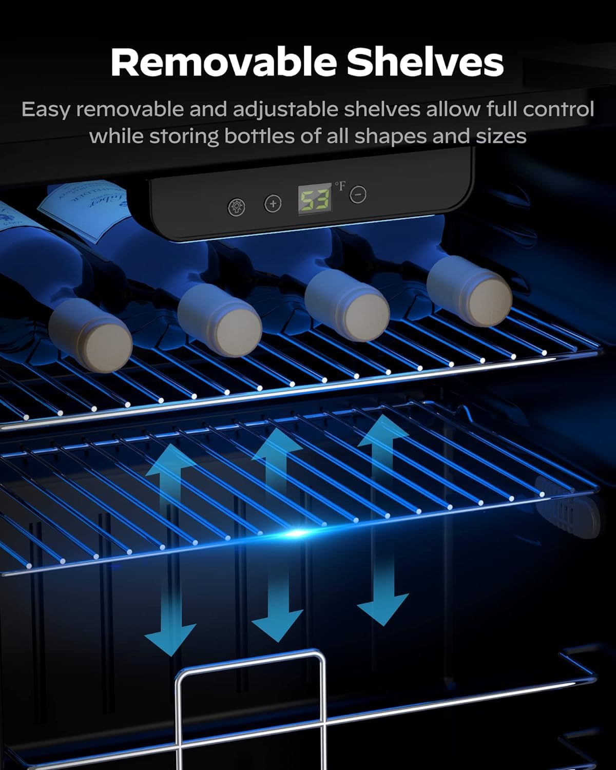 Danby USA 55 L Inverter Wine Chiller l Wine Cooler l Touch Control l LED Interior Light l Toughened Glass Door with UV-Protection (Black) - Image 8