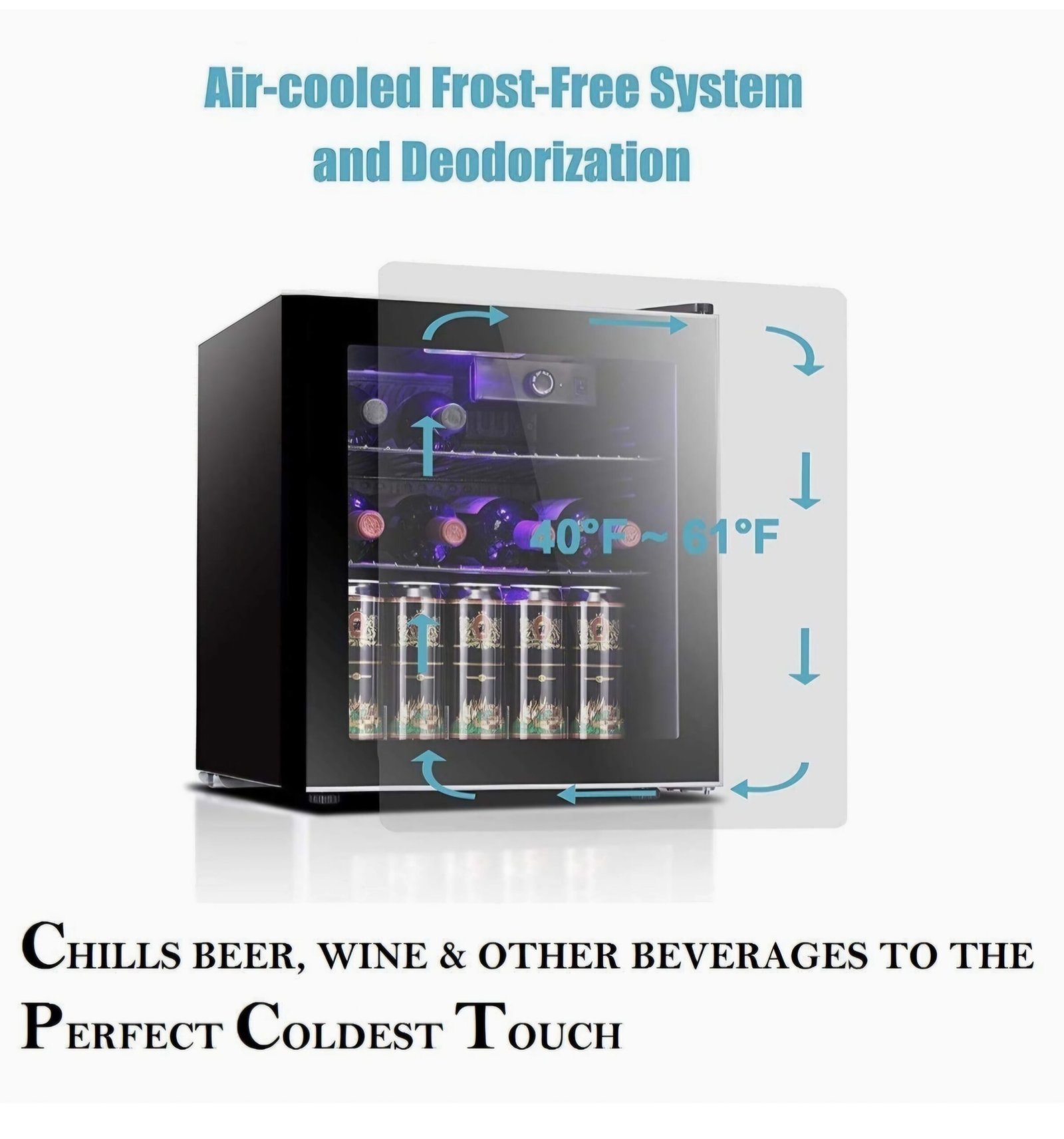 LEONARD USA 52 L Inverter Mini Fridge/Wine Chiller with Toughened Glass Door with UV-Protection l LED Interior Light l Temperature Control for Home Bars (Based on American Technology) (Black) - Image 7